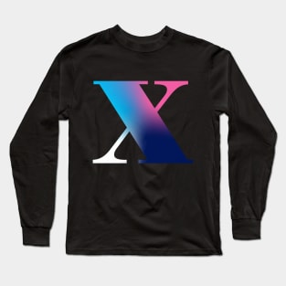 Capital Letter X Monogram Gradient Pink Blue White Long Sleeve T-Shirt